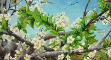 Painting titled "Apple blossom" by Sorinapostolescu, Original Artwork, Oil