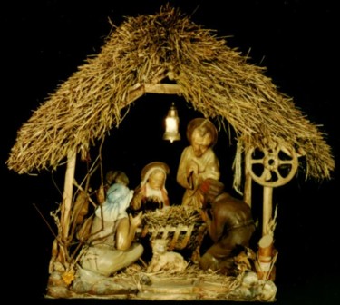Sculpture titled "Birth of Jesus" by Sorinapostolescu, Original Artwork, Wood