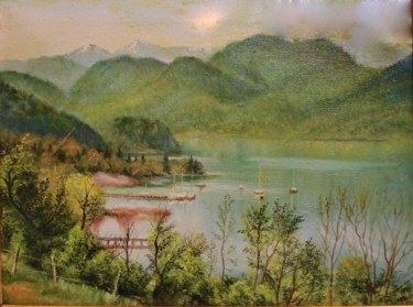 Peinture intitulée "The Austrian Lake-…" par Sorinapostolescu, Œuvre d'art originale, Huile