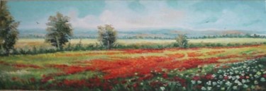 Malerei mit dem Titel "Field of poppies" von Sorinapostolescu, Original-Kunstwerk, Öl