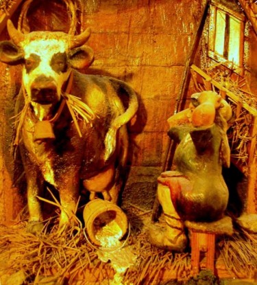 Скульптура под названием "In stable" - Sorinapostolescu, Подлинное произведение искусства, Дерево