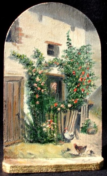 Painting titled "Grandmother 's home…" by Sorinapostolescu, Original Artwork, Oil