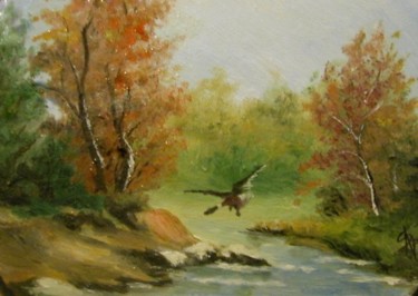 Painting titled "Wild duck" by Sorinapostolescu, Original Artwork, Oil
