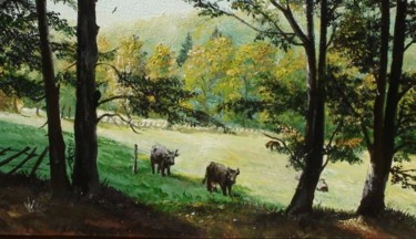 Peinture intitulée "On pasture /Sur les…" par Sorinapostolescu, Œuvre d'art originale, Huile