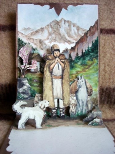 Painting titled "Sheep breeder" by Sorinapostolescu, Original Artwork, Other