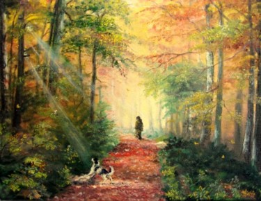 Painting titled "Invitation to Walk…" by Sorinapostolescu, Original Artwork, Oil
