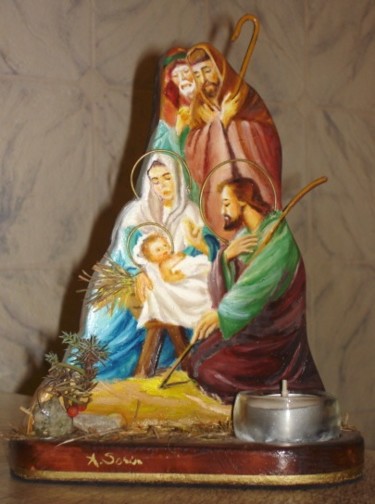 Painting titled "Nativity Scene Cand…" by Sorinapostolescu, Original Artwork, Other