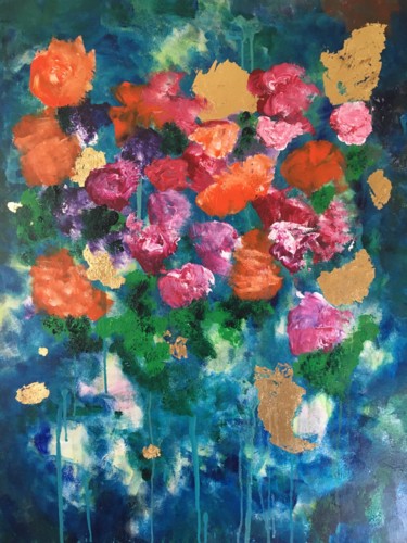 Painting titled "Morning flowers" by Samy Hasan, Original Artwork, Acrylic