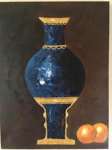 Painting titled "The blue and gold v…" by Samy Hasan, Original Artwork, Acrylic