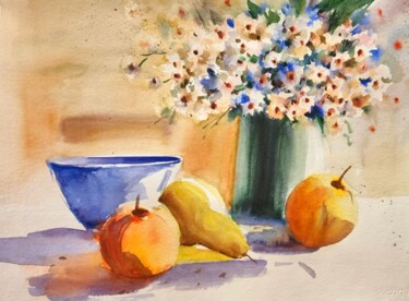 Digital Arts titled "Fruit Setup" by Sosar, Original Artwork, Watercolor