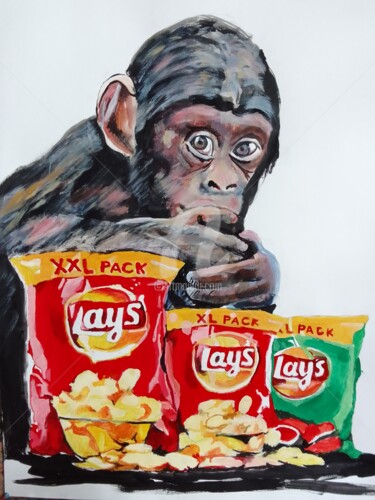 绘画 标题为“Monkey” 由Sosokumsiashvili, 原创艺术品, 丙烯