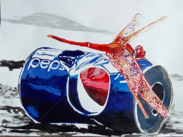 Malerei mit dem Titel "Dragonfly" von Sosokumsiashvili, Original-Kunstwerk, Acryl