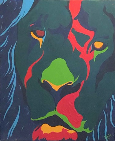 Painting titled "LION" by Pablo, Original Artwork, Acrylic