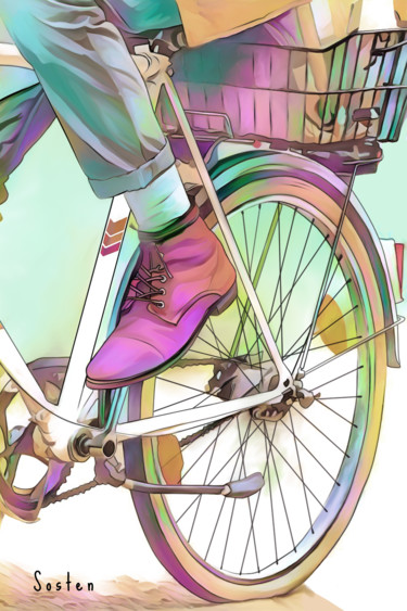 Arts numériques intitulée "Vélo de course" par Patrick Morceau (SOSTEN), Œuvre d'art originale, Travail numérique 2D