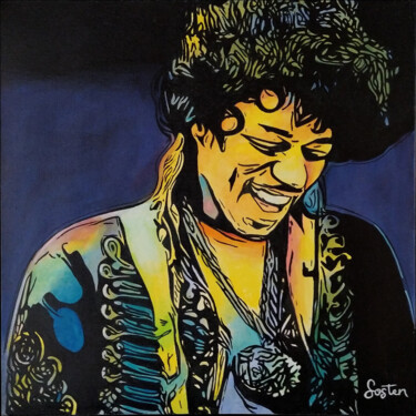 JIMI HENDRIX Картина под названием "JIMI HENDRIX" - Patrick Morceau (SOSTEN), Подлинное произведение искусства, Акрил Установлен на Подра…