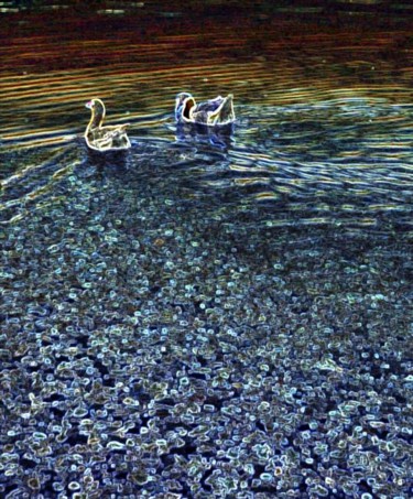 Painting titled "white duck" by Soti, Original Artwork