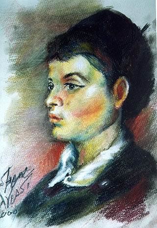 Painting titled "Boy with a Cap" by Sotirios Panailidis, Original Artwork