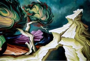 Painting titled "Windy Tree" by Sotirios Panailidis, Original Artwork