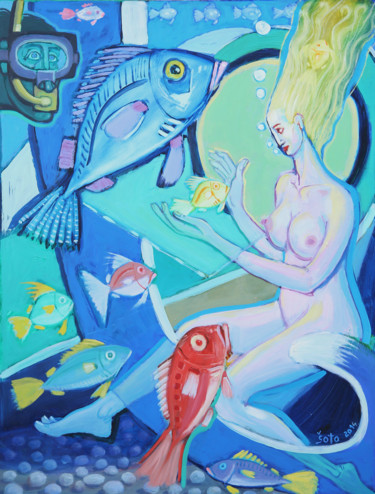 Painting titled "Under the sea" by Vladimir Bašić Šoto, Original Artwork, Oil