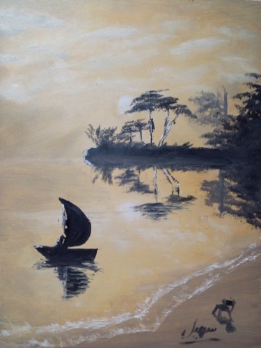Painting titled "Gold on naturel" by Souhil Fekir, Original Artwork, Oil
