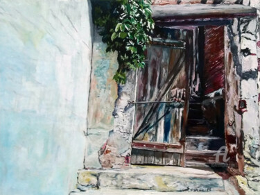 Peinture intitulée "Le vieux portail" par Nacer Souici, Œuvre d'art originale, Huile