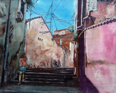 Картина под названием "Bejaia - El houma c…" - Nacer Souici, Подлинное произведение искусства, Масло