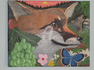 Pintura intitulada "A raposa e as uvas" por Luis, Obras de arte originais, Acrílico