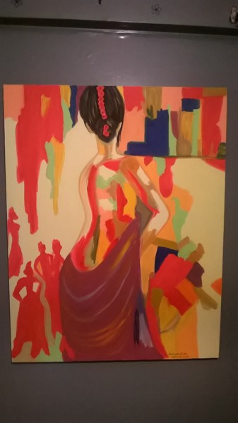 Peinture intitulée "Femme d'ailleurs" par Soumaya Dlimi, Œuvre d'art originale, Huile