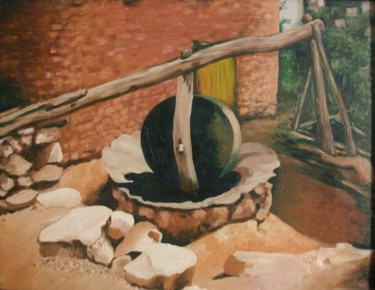 Painting titled "moulin d'olive" by Soumicha Bachiri, Original Artwork