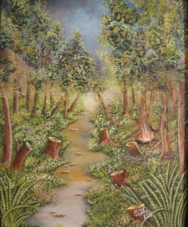 Painting titled "foret" by Soumicha Bachiri, Original Artwork