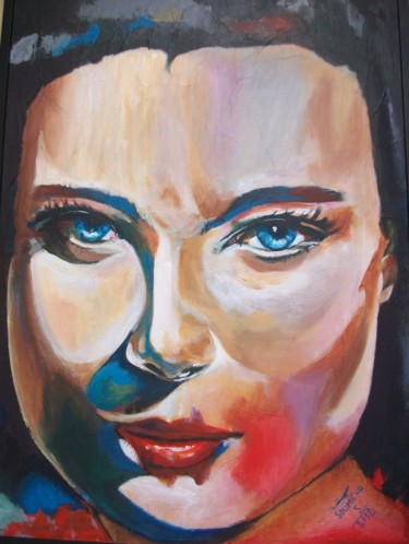 Pintura titulada "le regard" por Soumicha Bachiri, Obra de arte original