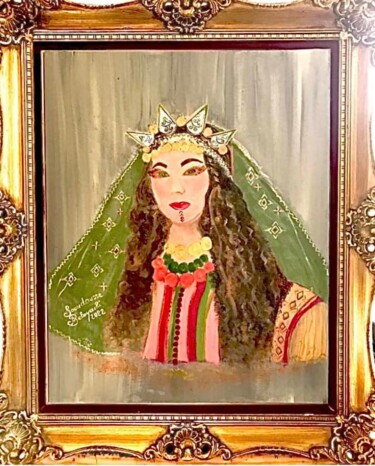 Malerei mit dem Titel "Femme amazighe du s…" von Soundousse Belayachi, Original-Kunstwerk, Öl Auf Holzplatte montiert