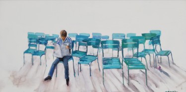 Peinture intitulée "Lecteur solitaire.j…" par Bernard Soupre, Œuvre d'art originale, Huile