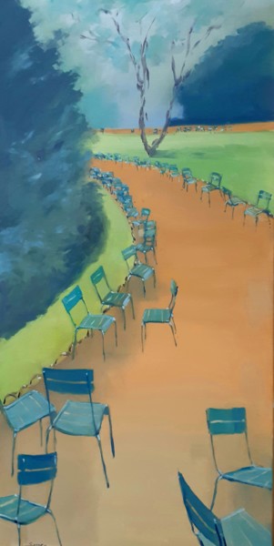 Peinture intitulée "Allée au jardin du…" par Bernard Soupre, Œuvre d'art originale, Huile