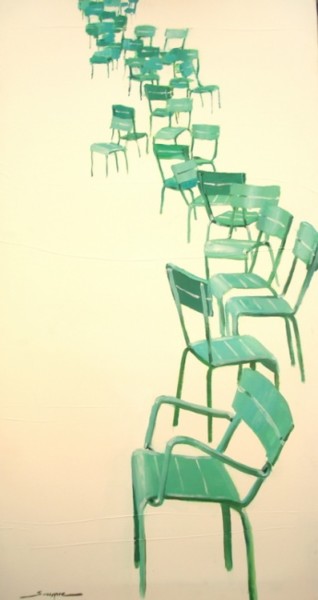 Pintura intitulada "mémoire de chaises" por Bernard Soupre, Obras de arte originais, Óleo