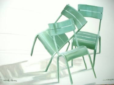 Peinture intitulée "calin de chaises" par Bernard Soupre, Œuvre d'art originale, Huile
