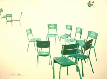 Peinture intitulée "mémoire de chaises" par Bernard Soupre, Œuvre d'art originale, Huile