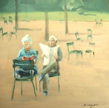Peinture intitulée "mémoire de chaises" par Bernard Soupre, Œuvre d'art originale