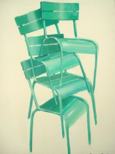 Schilderij getiteld "MEMOIRE DE CHAISES" door Bernard Soupre, Origineel Kunstwerk, Olie