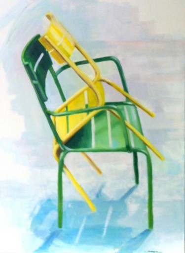 Painting titled "Amours de chaises" by Bernard Soupre, Original Artwork, Oil