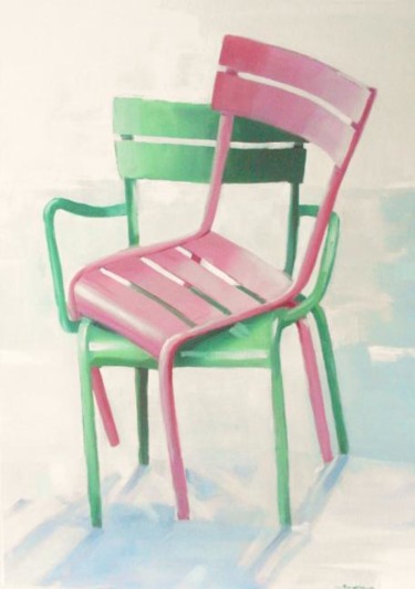 Peinture intitulée "Amours de chaises" par Bernard Soupre, Œuvre d'art originale, Huile