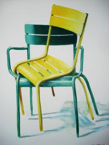 Peinture intitulée "Amour de chaises" par Bernard Soupre, Œuvre d'art originale, Huile