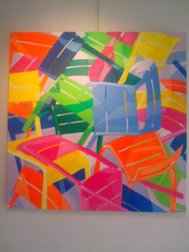 Peinture intitulée "chaises en folie" par Bernard Soupre, Œuvre d'art originale