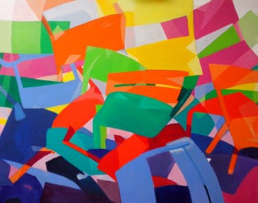 chaises en folie Peinture intitulée "chaises en folie" par Bernard Soupre, Œuvre d'art originale, Huile