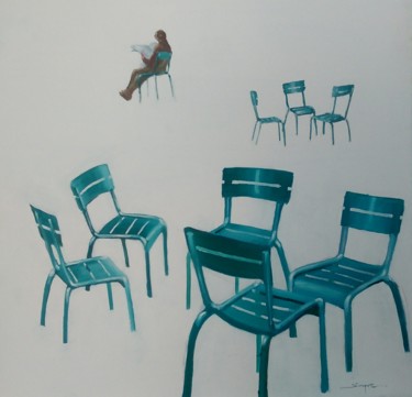 Peinture intitulée "mémoire de chaises" par Bernard Soupre, Œuvre d'art originale, Huile