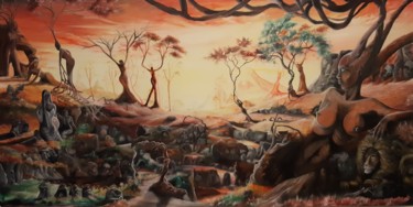 Pintura titulada "Cascades d'émotions" por Souraia Abdallah, Obra de arte original, Oleo