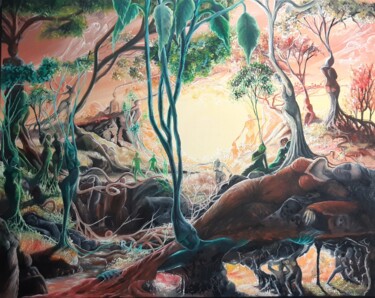 Pintura intitulada "Le sommeil mystique" por Souraia Abdallah, Obras de arte originais, Óleo
