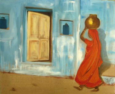 Peinture intitulée "porteuse" par Katia, Œuvre d'art originale