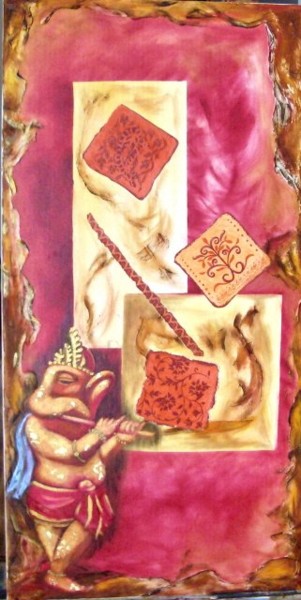 Peinture intitulée "ganesh" par Katia, Œuvre d'art originale