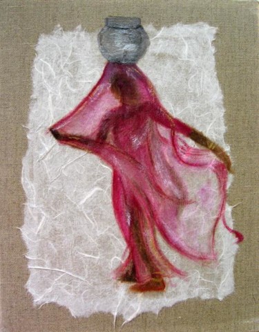 Peinture intitulée "porteuse d'eau" par Katia, Œuvre d'art originale